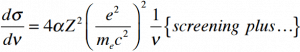 Bremsstrahlung cross section formula